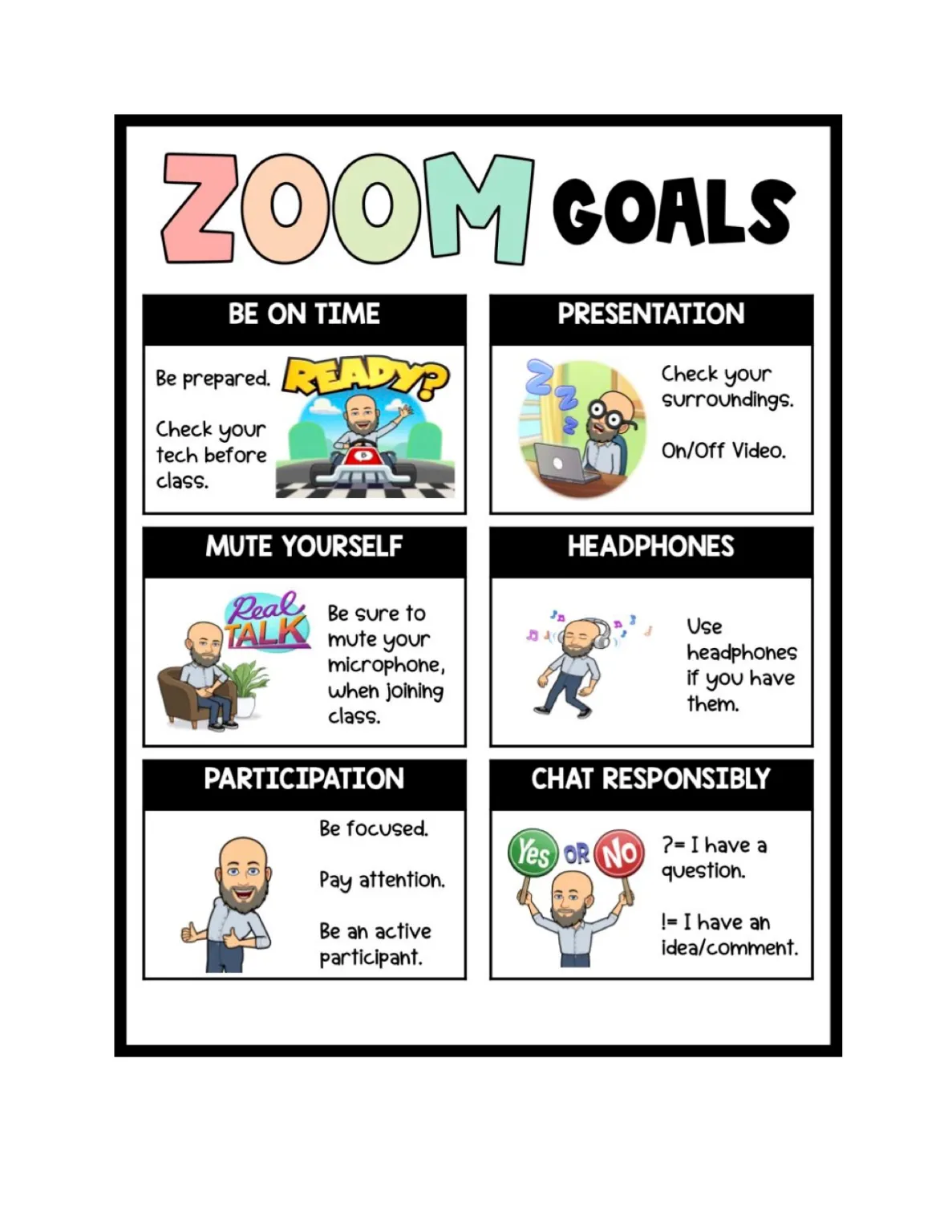 Zoom classroom expectations poster